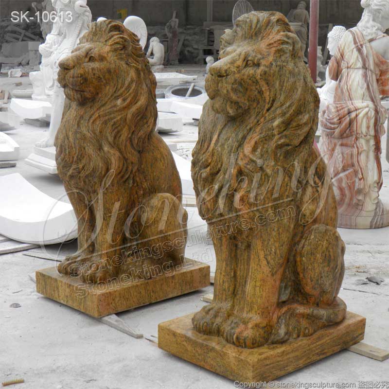  Factory Price Cheap Natural Marble Garden Lion Statues for Outside House for sale 