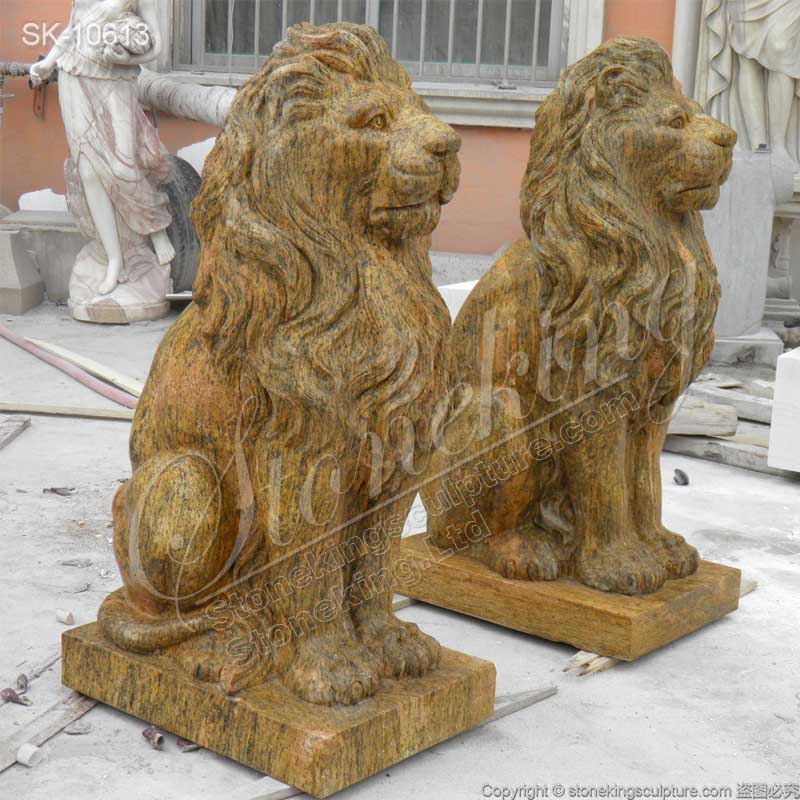  Factory Price Cheap Natural Marble Garden Lion Statues for Outside House for sale 