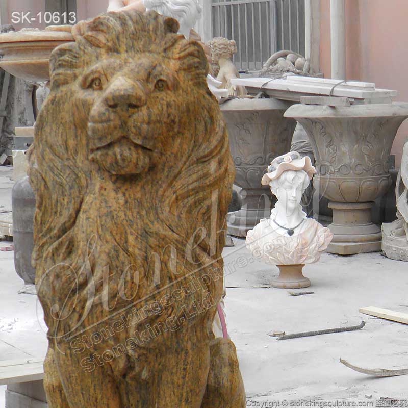  Factory Price Cheap Natural Marble Garden Lion Statues for Outside House for sale 