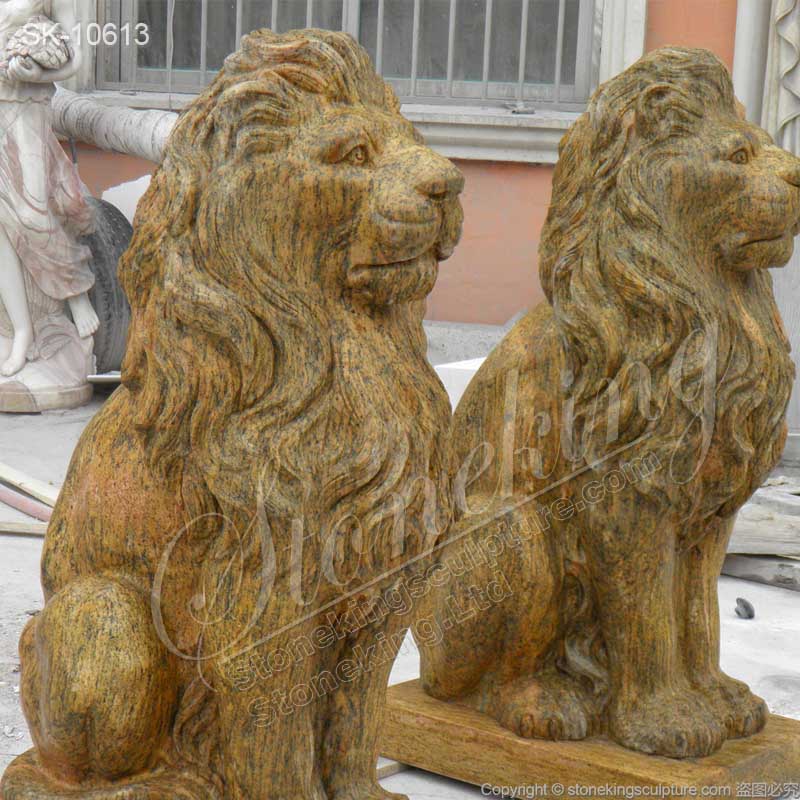  Factory Price Cheap Natural Marble Garden Lion Statues for Outside House for sale 