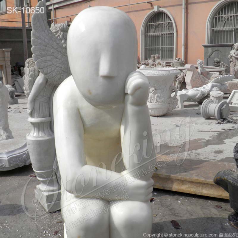 Factory Supplier Outdoor White Marble Abstract Thinker Statue for Home Decor for sale 