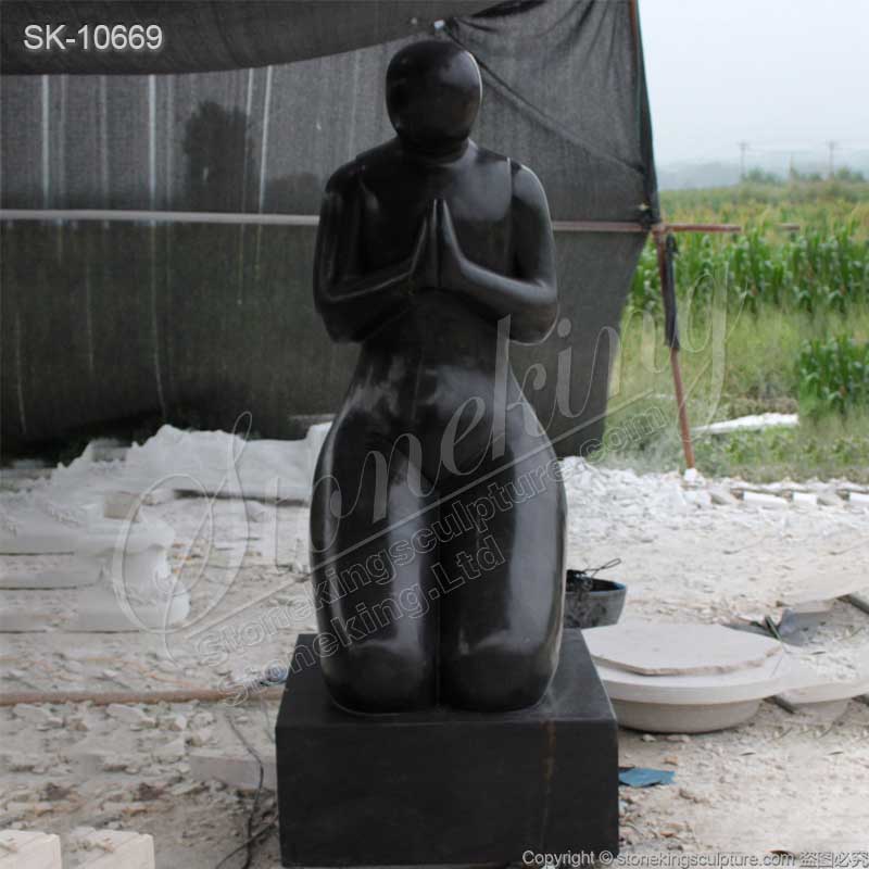  Hand Carved Solid Black Marble Abstract Figure Sculpture for Garden decor for sale 