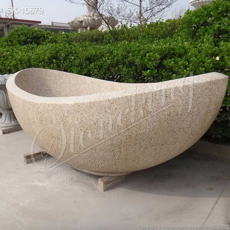 Factory Supplier Natural Stone Oval Freestanding Solid Granite Bathtub for sale 