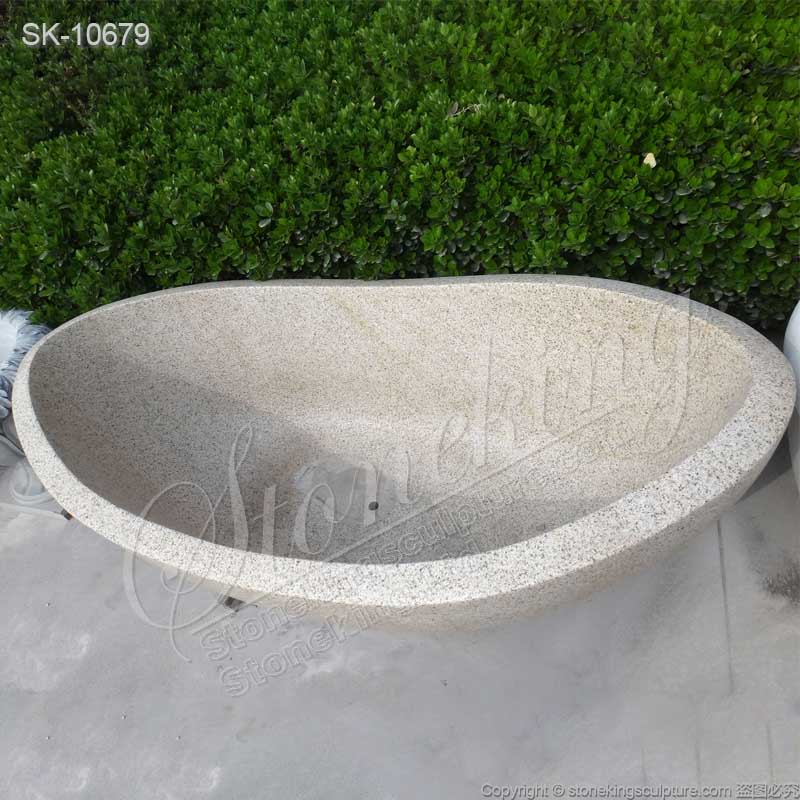 Factory Supplier Natural Stone Oval Freestanding Solid Granite Bathtub for sale 