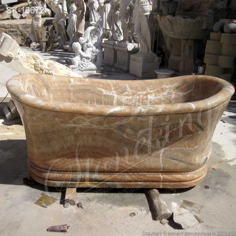 Large Contemporary Freestanding Solid Marble Soaking Tub for Bathroom for sale