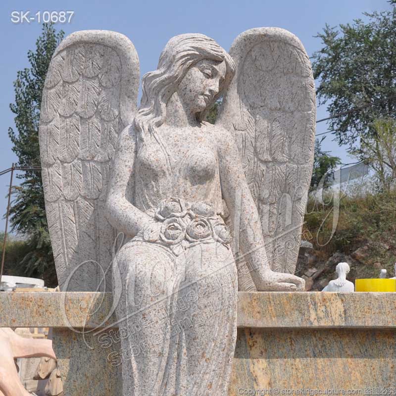 Manufacturer Granite Headstone of Cemetery Angel Statue for Gravesite for sale 