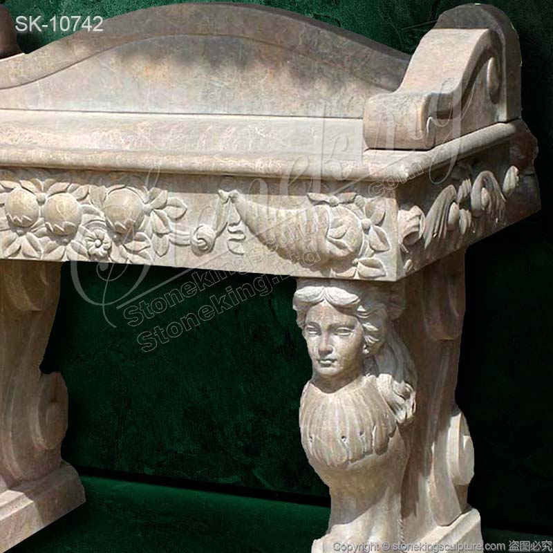 Hand Carved Antique Marble Sink Basin with Sphinx and Pedestals for Bathroom for sale 