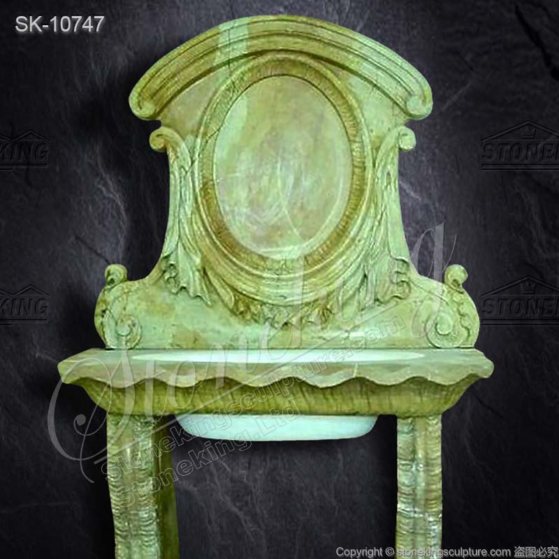  Hand Carved Custom Marble Sink with Pedestals and Backsplash for Bathroom for sale