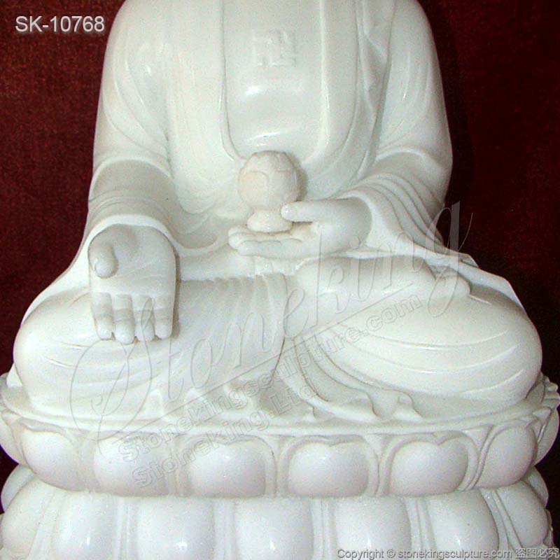 Factory Price Solid White Marble Stone Buddha Statue for Garden and Home Decor for sale 