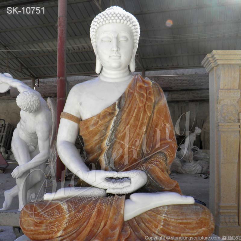 High Quality Outdoor Solid Marble Meditation Sitting Buddha Statue for Garden and Home Decor for sale 