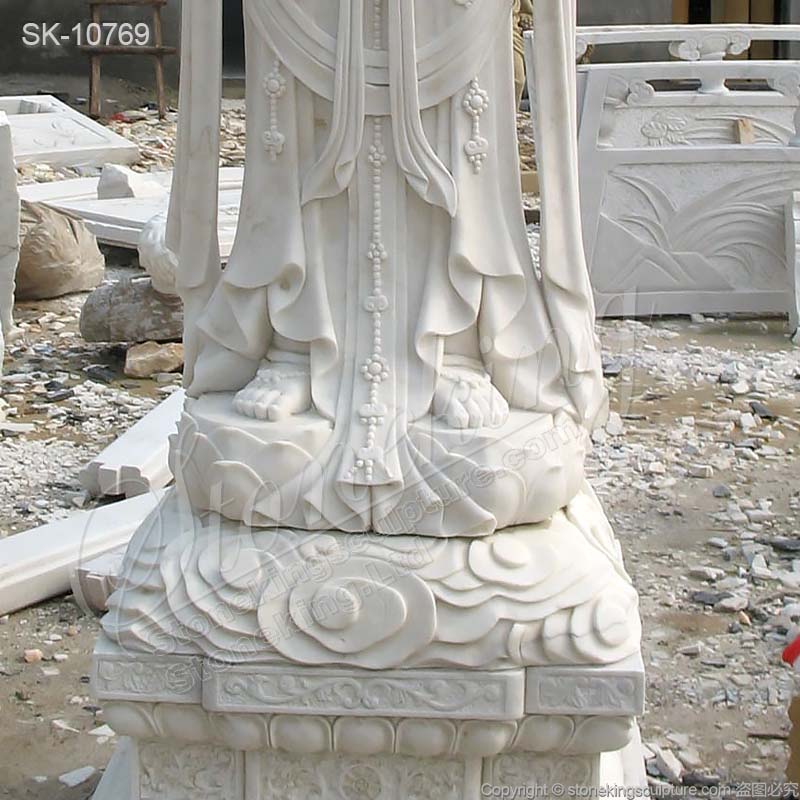 Factory Supply Large Outdoor White Marble Standing Kuan Yin Statue for Garden Decor for sale 