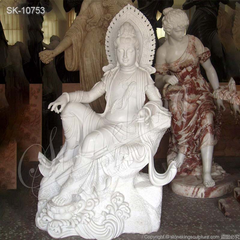 Factory Price White Marble Female Buddha Guan Yin Garden Statue for Outdoor and Indoor Decor for sale 