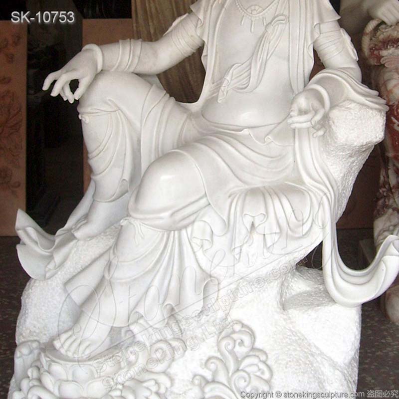 Factory Price White Marble Female Buddha Guan Yin Garden Statue for Outdoor and Indoor Decor for sale 