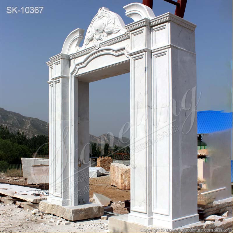 Manufacturer Large Solid White Marble Doorway for Outdoor Entrance Decoration for sale 