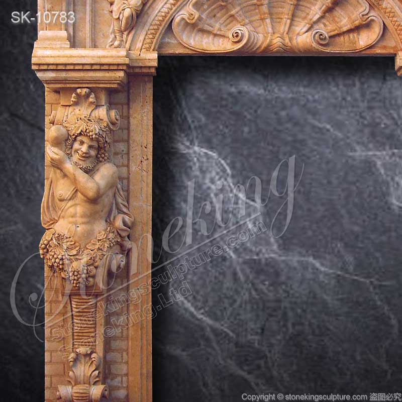 Factory Price Hand Carved Marble Stone Doorway with Telamon Sculptures for Entrance for sale 