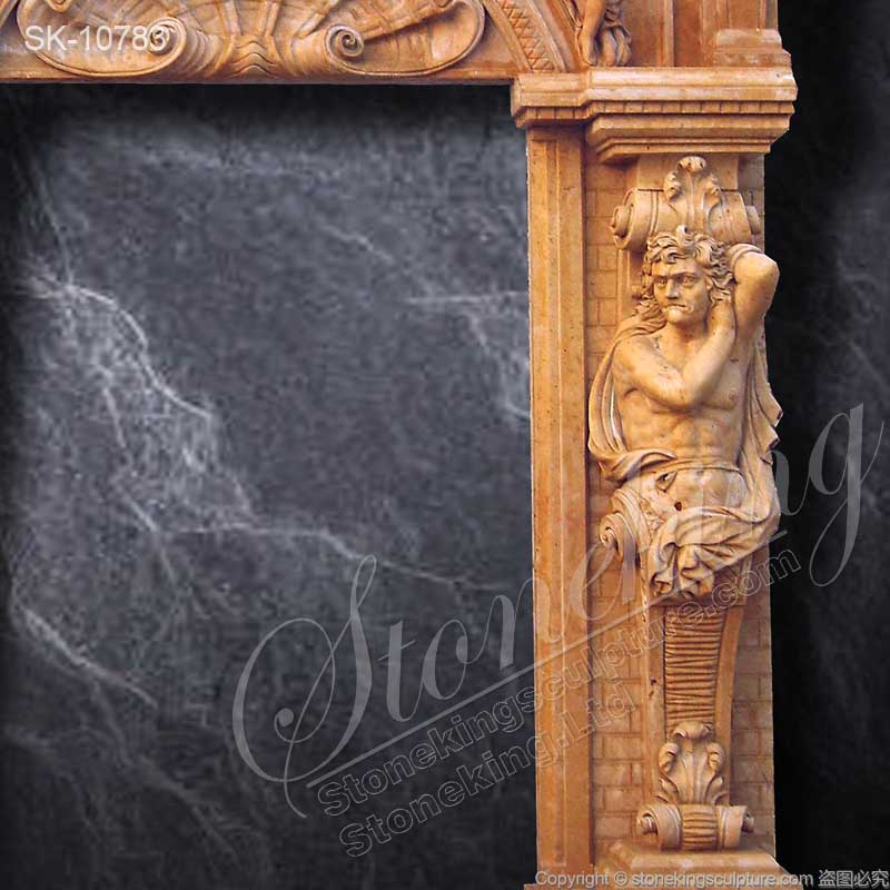 Factory Price Hand Carved Marble Stone Doorway with Telamon Sculptures for Entrance for sale 