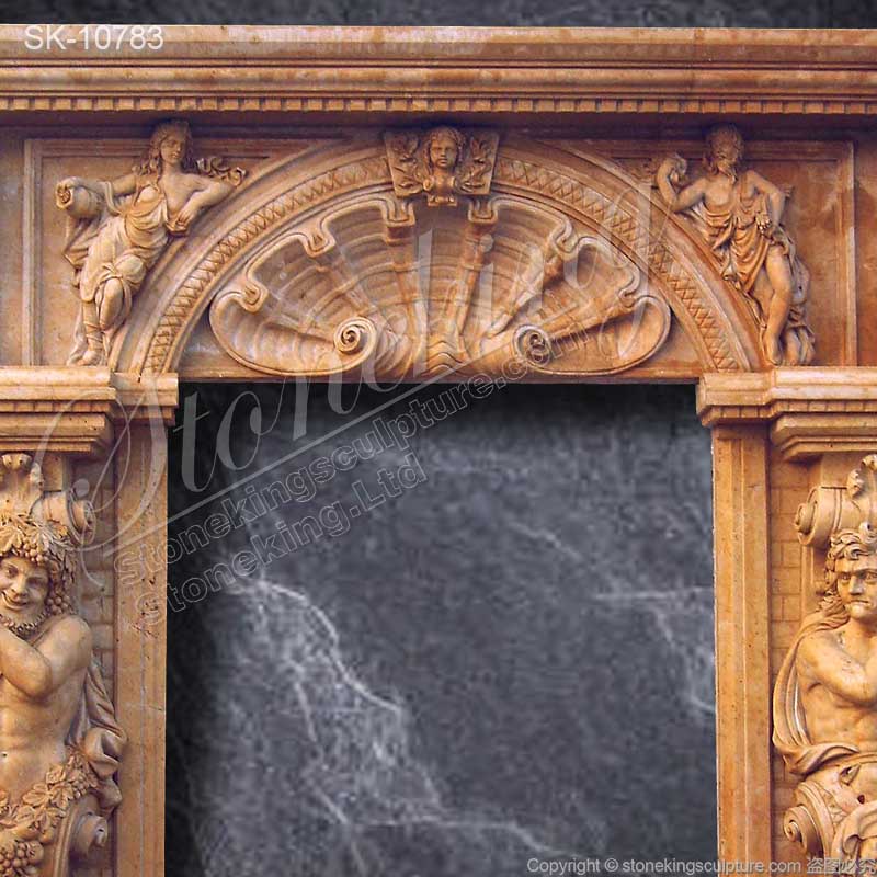 Factory Price Hand Carved Marble Stone Doorway with Telamon Sculptures for Entrance for sale 