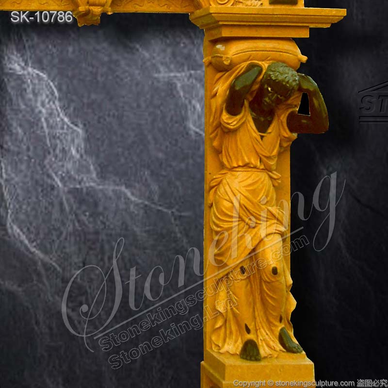 European Style Hand Carved Marble Door Frame with Angel and Blackamoor Sculptures for sale  