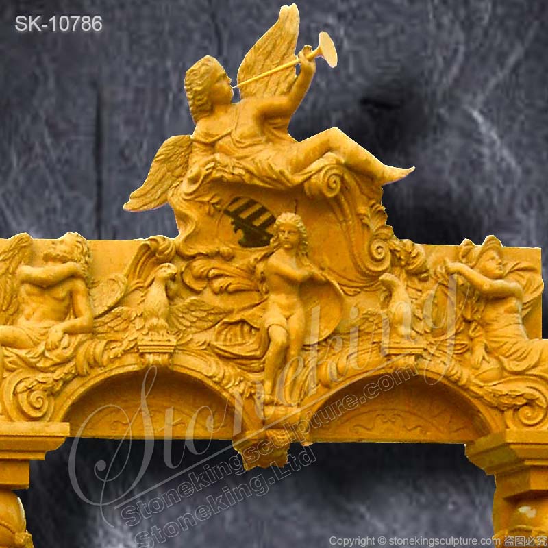 European Style Hand Carved Marble Door Frame with Angel and Blackamoor Sculptures for sale  