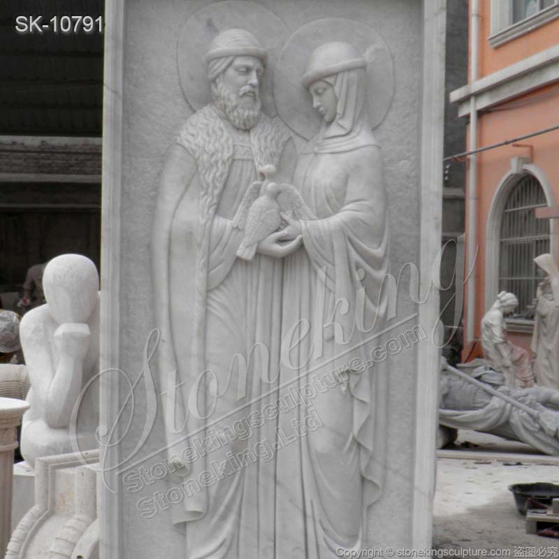 Manufacturer Religious Marble Low Relief Sculpture of Peter and Fevronia Carving for sale