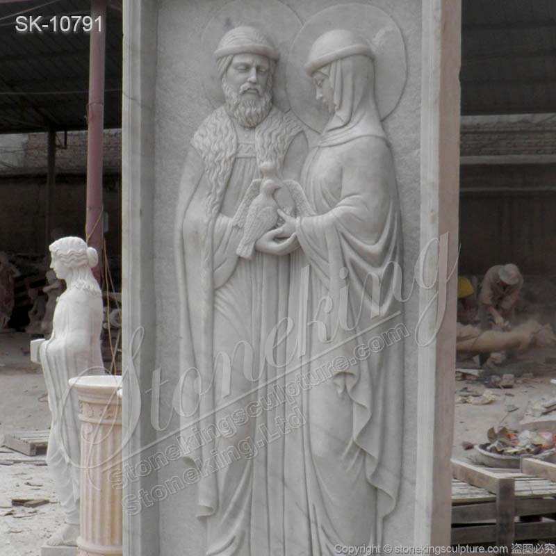 Manufacturer Religious Marble Low Relief Sculpture of Peter and Fevronia Carving for sale