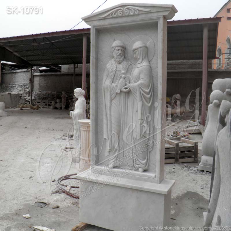 Manufacturer Religious Marble Low Relief Sculpture of Peter and Fevronia Carving for sale