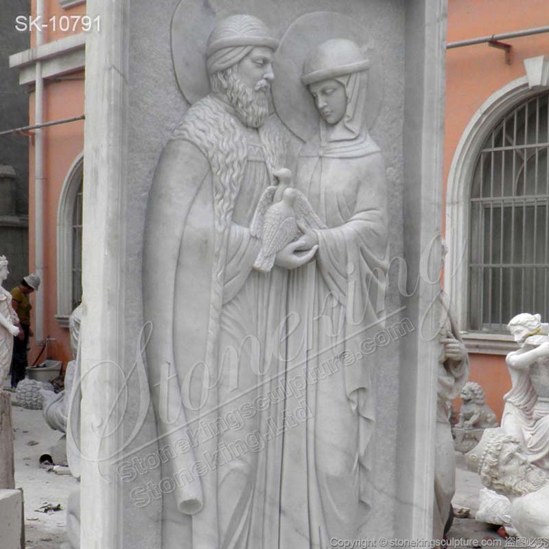 Manufacturer Religious Marble Low Relief Sculpture of Peter and Fevronia Carving for sale