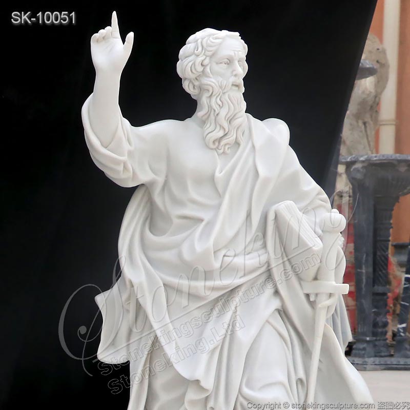 Factory Supplier White Marble Catholic Saint Paul Statue of the Apostle for Church for sale 