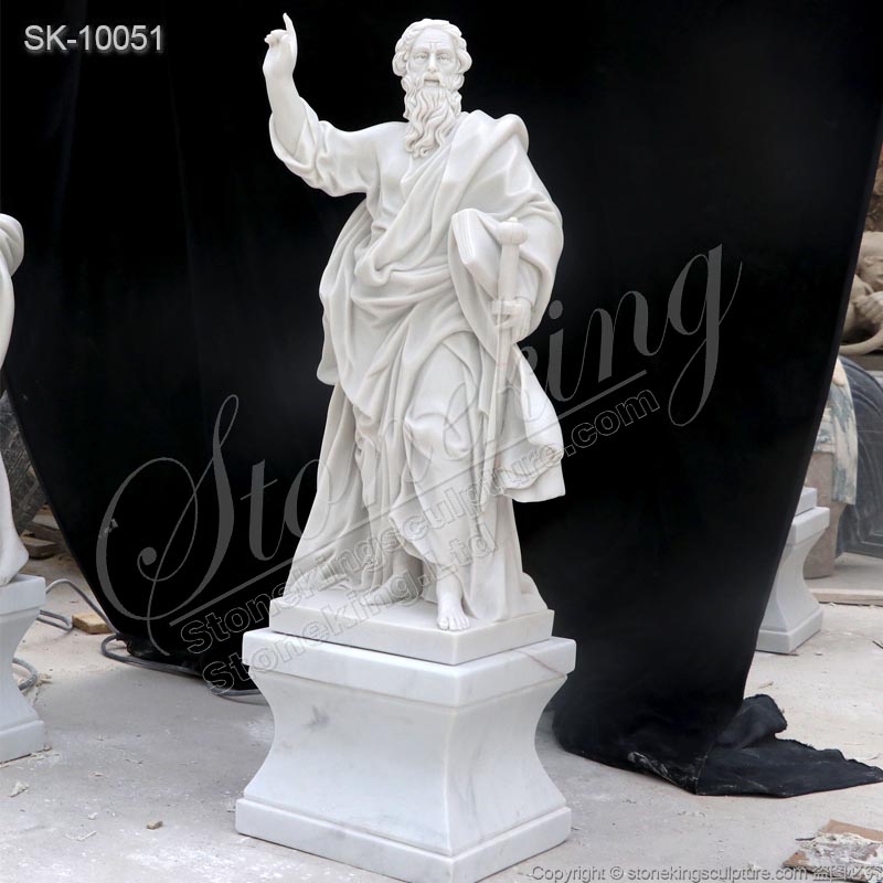 Factory Supplier White Marble Catholic Saint Paul Statue of the Apostle for Church for sale 