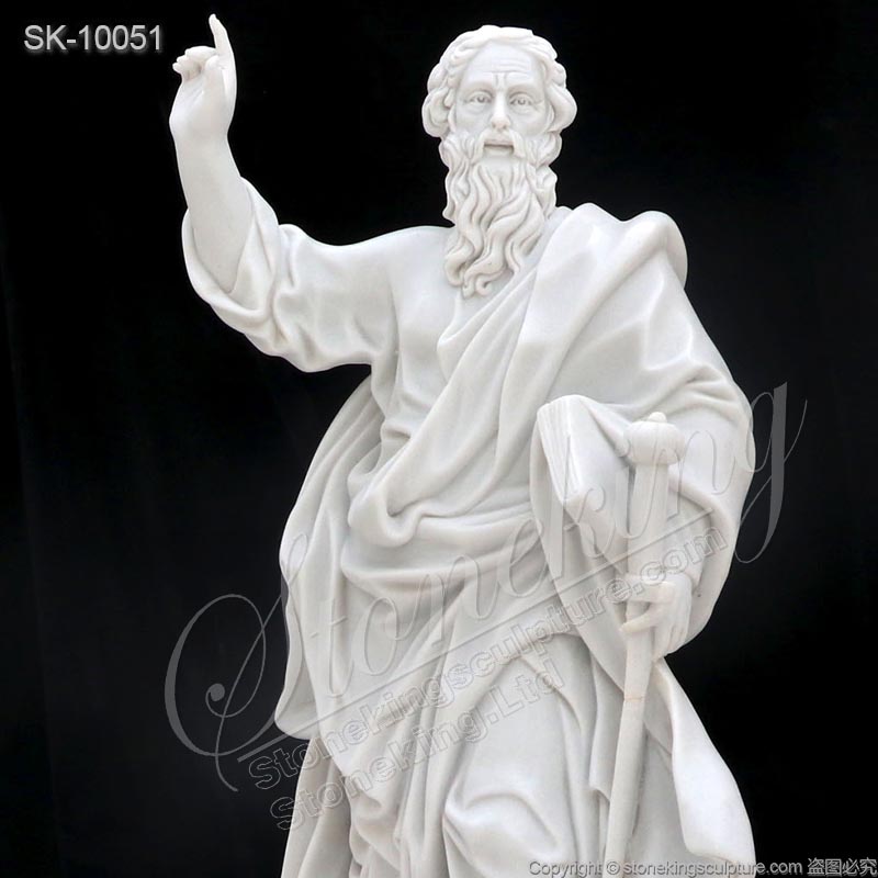 Factory Supplier White Marble Catholic Saint Paul Statue of the Apostle for Church for sale 