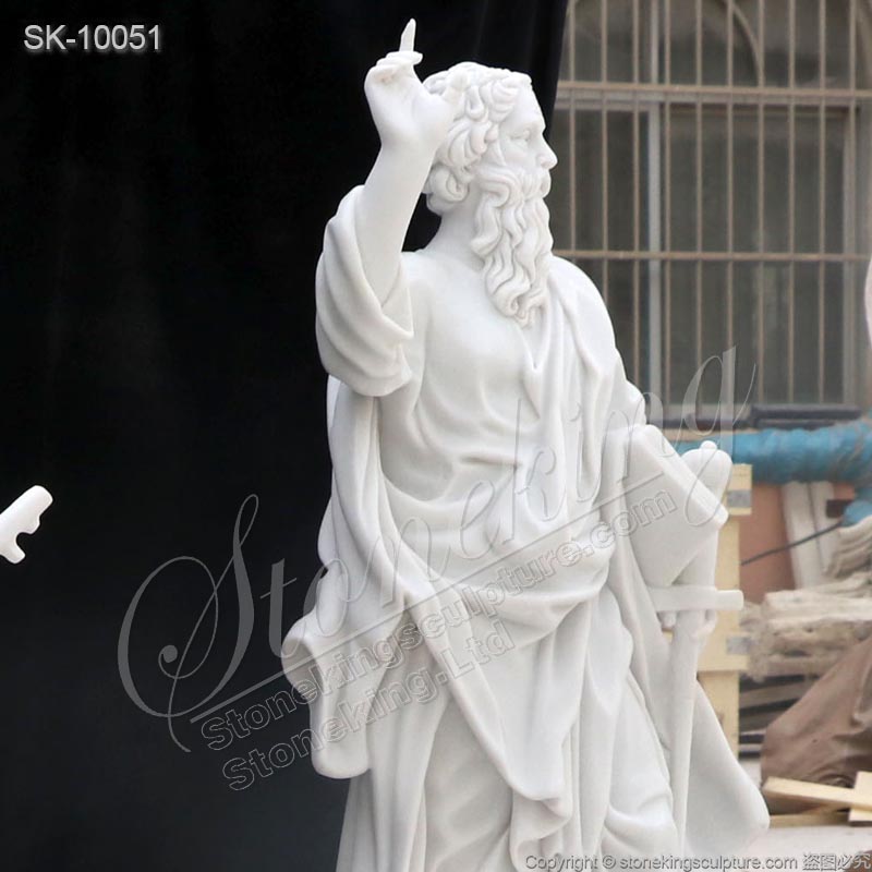 Factory Supplier White Marble Catholic Saint Paul Statue of the Apostle for Church for sale 