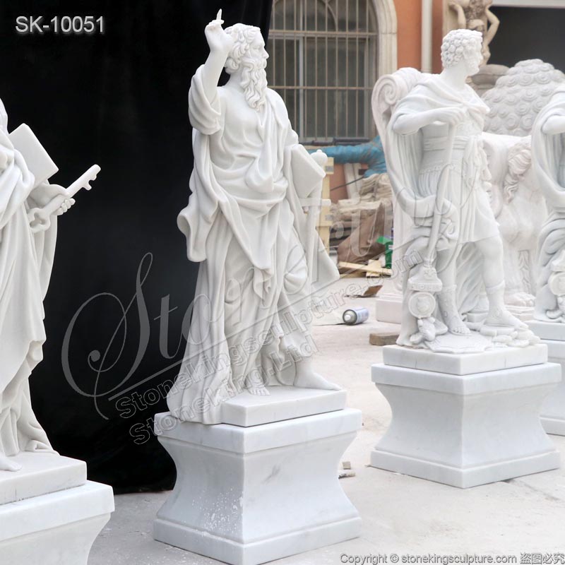 Factory Supplier White Marble Catholic Saint Paul Statue of the Apostle for Church for sale 