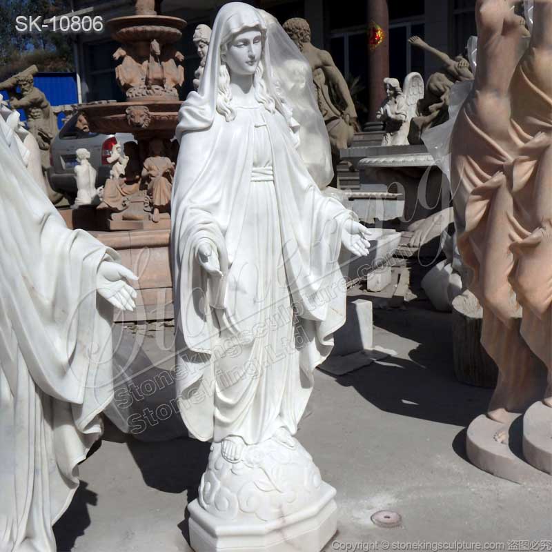 Manufacturer Life Size White Marble Virgin Mary Statue for Outdoor and Indoor Decor for sale 