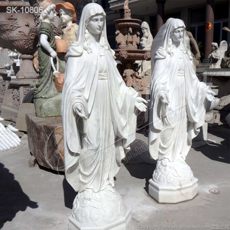 Manufacturer Life Size White Marble Virgin Mary Statue for Outdoor and Indoor Decor for sale 