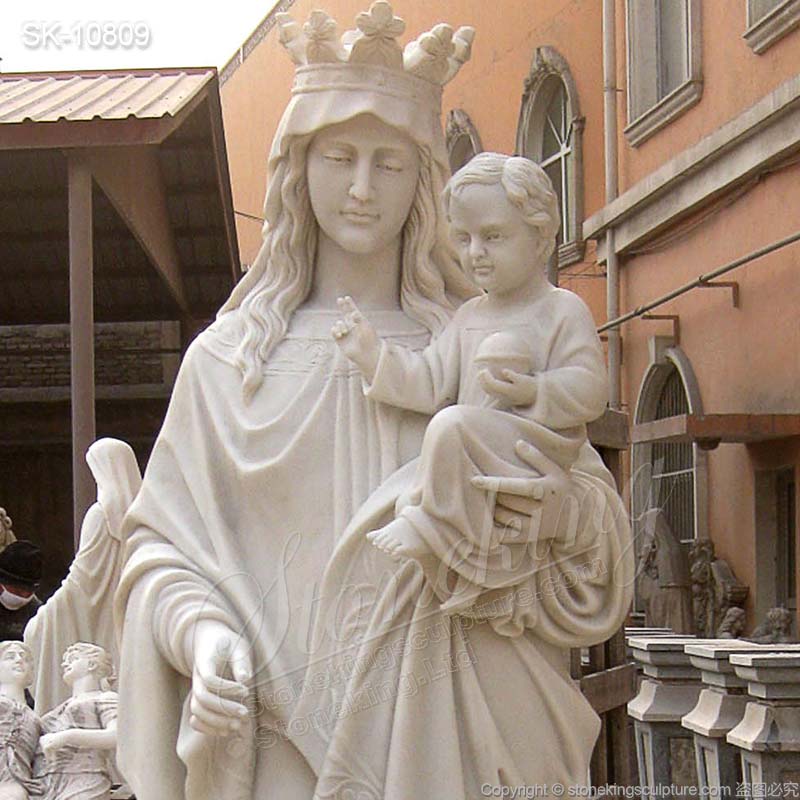 Outdoor Life Size Mother Mary Holding Baby Jesus Statue for Garden and Home Decor for sale 