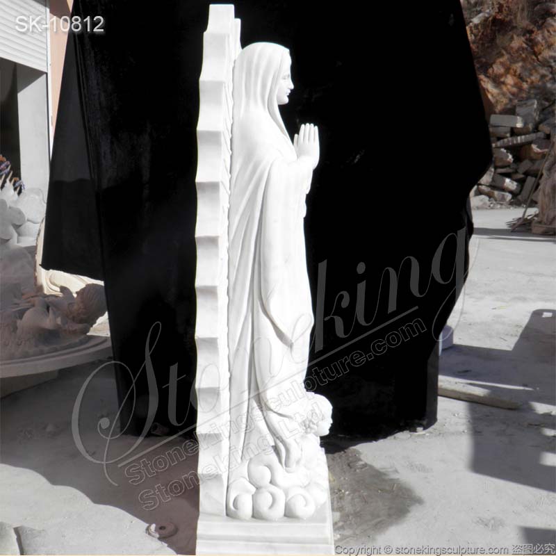 Catholic Outdoor Hand Carved White Marble Our Lady of Guadalupe Statue for sale