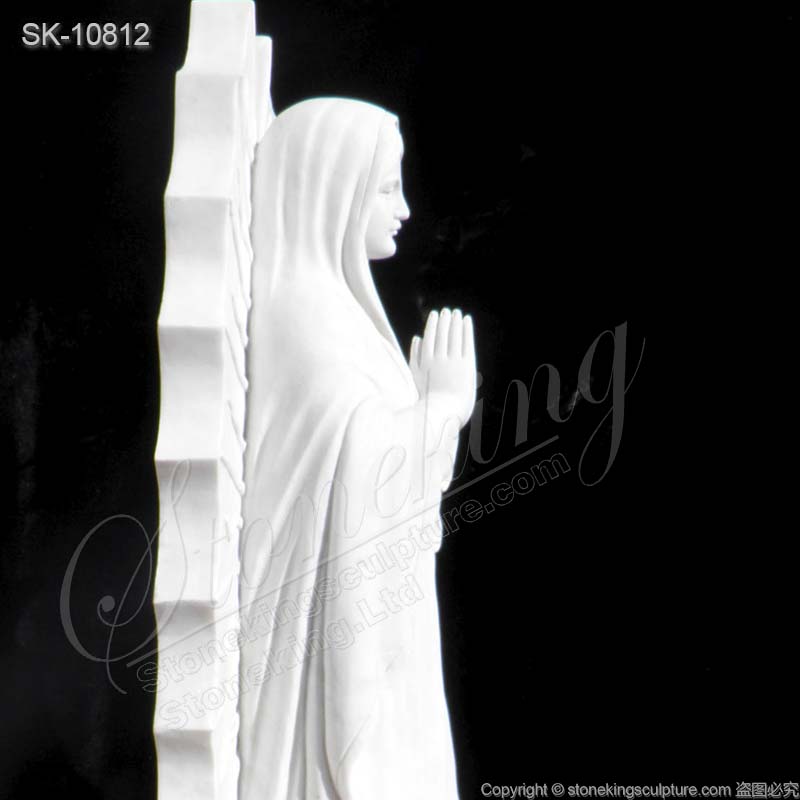 Catholic Outdoor Hand Carved White Marble Our Lady of Guadalupe Statue for sale