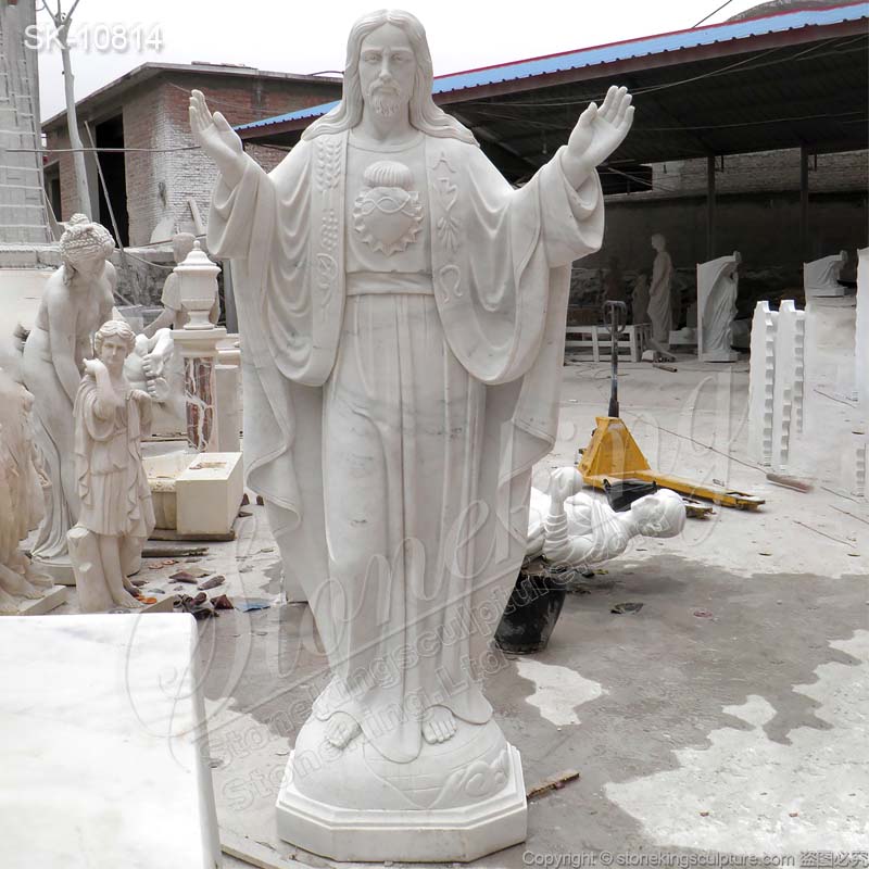 Religious Hand Carved Life Size Marble Jesus Christ Statue for Church and Home for sale 