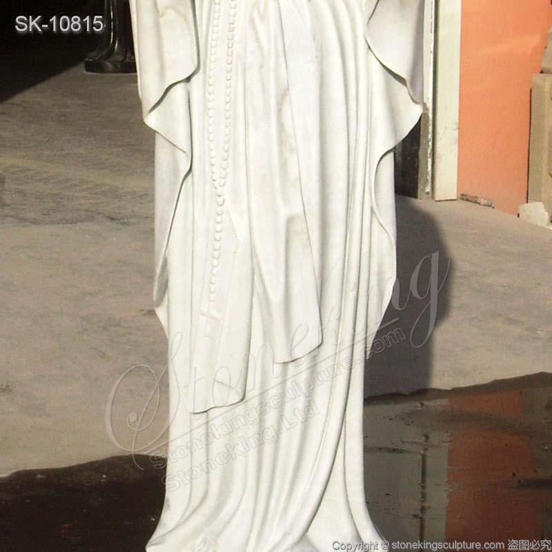 Catholic Outdoor Hand Carved Life Size White Marble Our Lady of Lourdes Statue for sale 