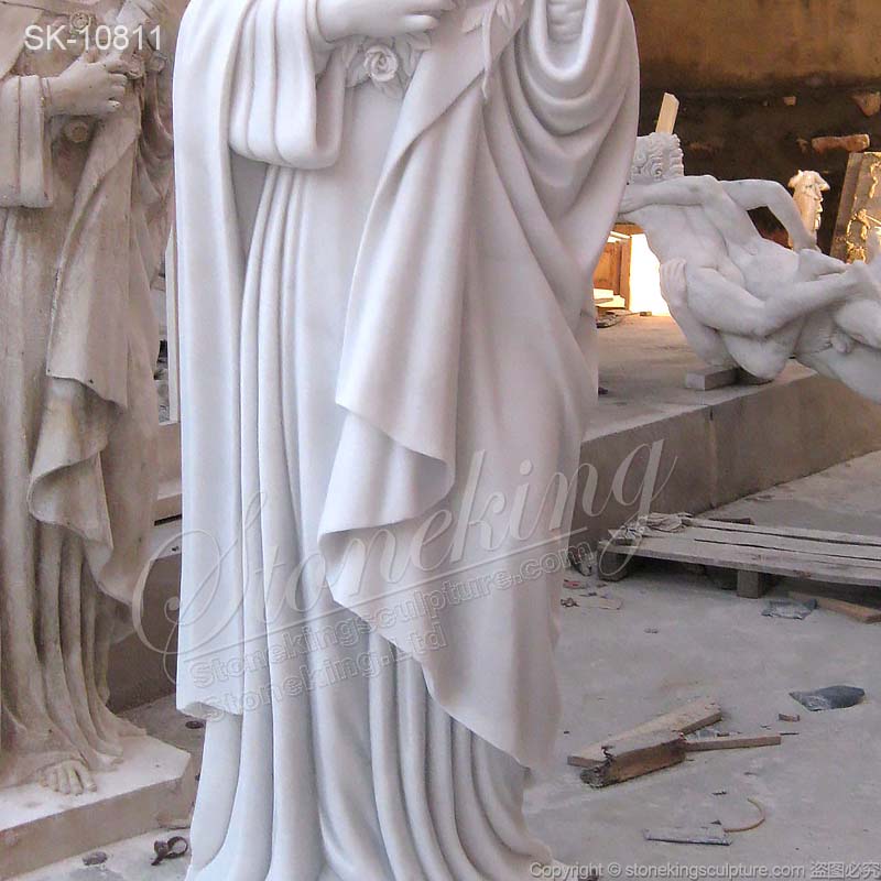 Catholic Hand Carved Life Size Marble St. Teresa of Avila Statue for Church for sale