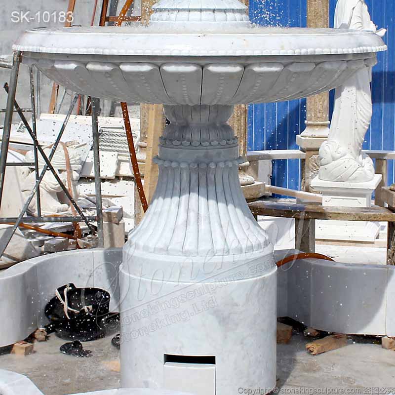 Outdoor Marble 2 Tier Water Fountain with Pool for Garden or Patio Decor for sale 