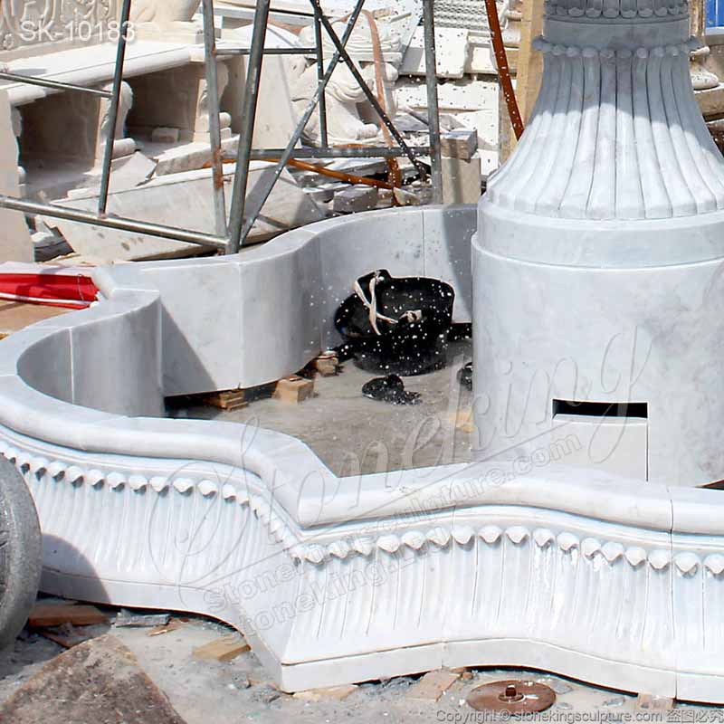 Outdoor Marble 2 Tier Water Fountain with Pool for Garden or Patio Decor for sale 