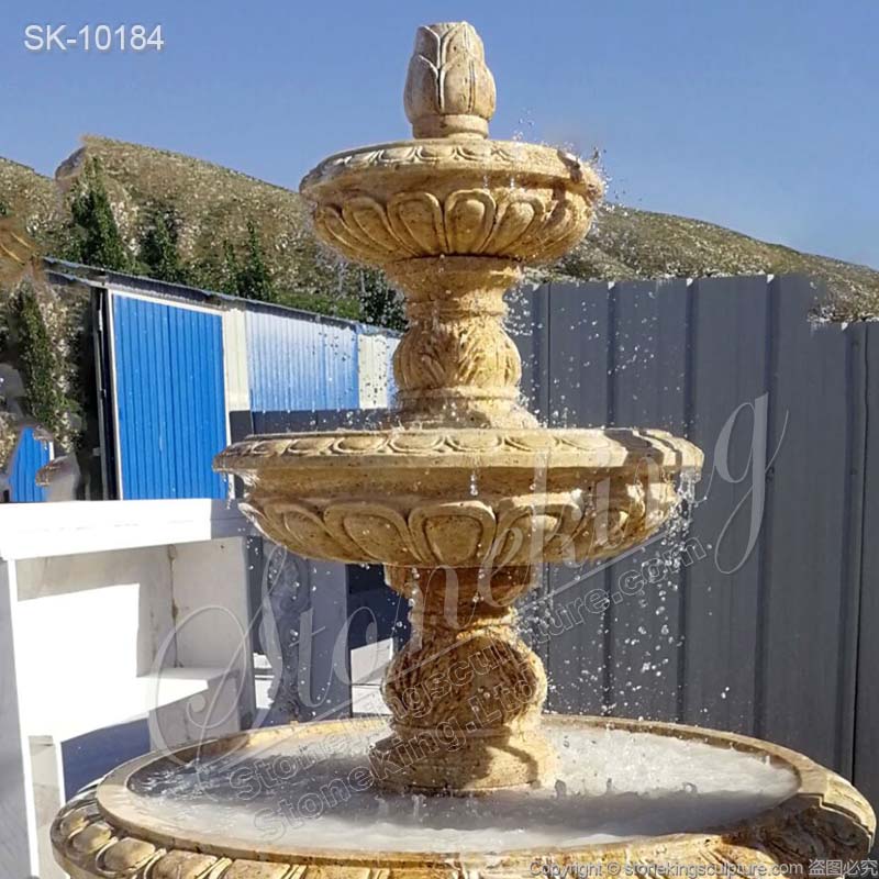 Manufacturer Travertine Stone 3 Tier Fountain for Outdoor Garden and Backyard for sale