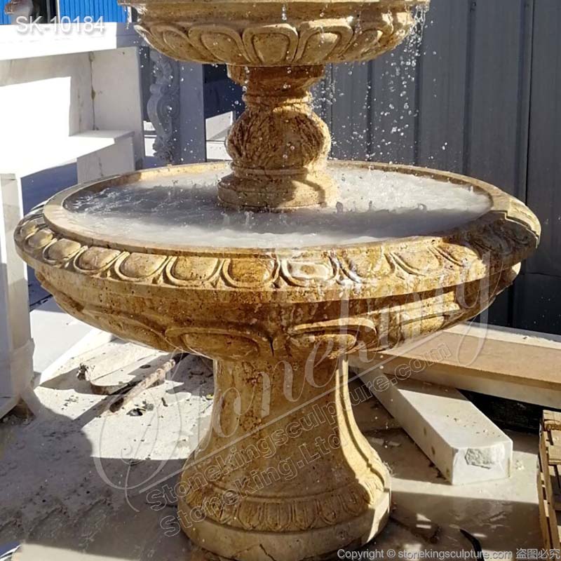 Manufacturer Travertine Stone 3 Tier Fountain for Outdoor Garden and Backyard for sale