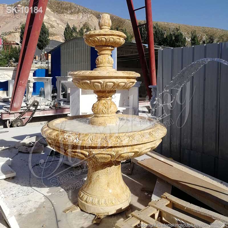 Manufacturer Travertine Stone 3 Tier Fountain for Outdoor Garden and Backyard for sale