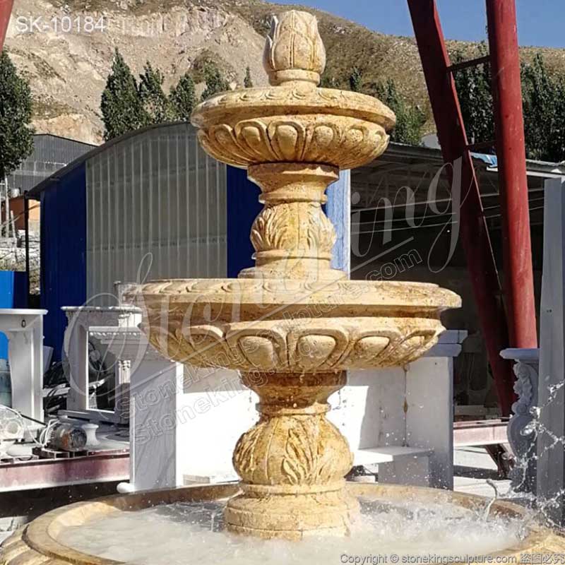 Manufacturer Travertine Stone 3 Tier Fountain for Outdoor Garden and Backyard for sale