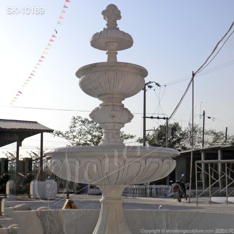 Factory Supply Large White Marble Tiered Water Fountain for Outdoor Garden for sale