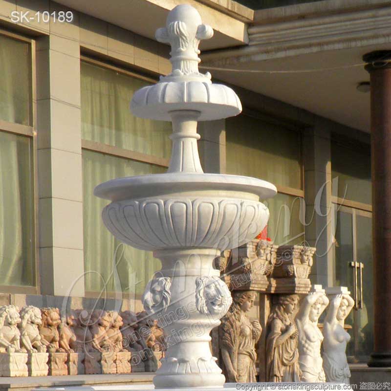 Factory Supply Large White Marble Tiered Water Fountain for Outdoor Garden for sale