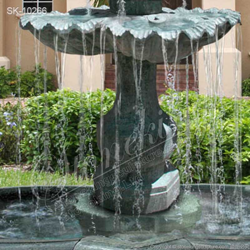 High Quality Green Marble Lion Head Water Fountain for Outdoor Garden or Patio for sale 