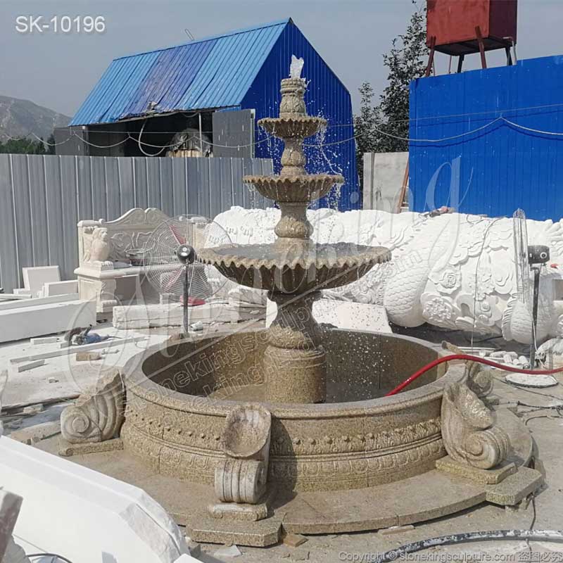 Manufacturer Three Tier Solid Granite Water Fountain for Outdoor Landscaping for sale 